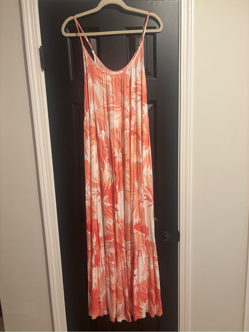 Z Supply Coral & White Pleated Maxi Dress